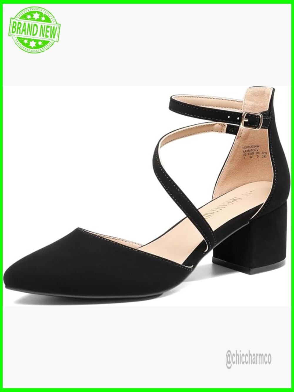 Closed Pointed Toe Low Chunky Heels Pumps Ankle Strap Wedding Shoes